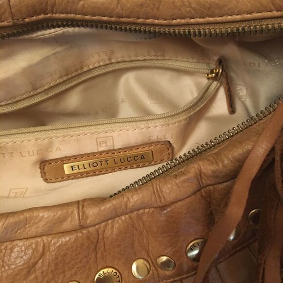 Elliot Lucca tan studded pleated leather hobo bag with tassel - Picture 11 of 13